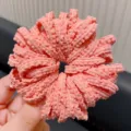 Handmade macaron pink scalloped edge elastic hair tie for toddlers and girls hairstyles - Pink Series / 50 Pcs Bag