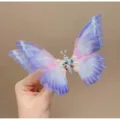 Elegant butterfly hair clip with pearls and purple pink gradient fabric wings for girls - Gradient Pink-Purple