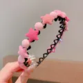 Sweet pink star and glossy bead hair hoop for girls fashion hair styling accessories - Star Style / Pink