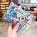Assorted colorful macaron hair ties for girls packed in a transparent fashion pouch - 100 Pieces/Pack / Macaron Color (16#)