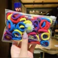 Colorful high elastic hair ties set in a transparent daisy zipper pouch for girls - 100 Pieces/Pack / Colorful Series (17#)