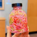 Colorful disposable high elastic hair bands for children in a clear portable plastic jar - 1283D Orange Purple / Approx. 1000 Pieces