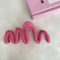 Large wavy pink hair claw clip with a glossy finish for elegant updo hair styling - Large (10.5cm) / Rose Red