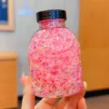 Canned high elasticity pink speckled disposable hair rubber bands for kids and babies - 1283E Transparent Polka Dot