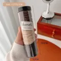 Set of 100 brown and beige elastic hair ties in a clear cylindrical storage jar - 100 Pieces Set / Dark Coffee Series