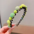Sweet light green woven and smooth bead zigzag headband for girls and kids hair styling - Hemisphere Style / Green