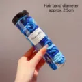 100-piece set of blue small elastic hair ties for girls in a clear cylinder storage jar - 100 Pieces/Jar / Blue Series (25#)