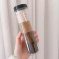 Cylindrical container of seamless high elastic hair ties in neutral earth tones - 20 Pieces / Milky Coffee Series
