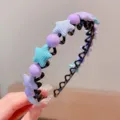 Charming purple star and bead headband for girls featuring a non-slip zigzag hair grip design - Star Style / Purple