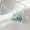 Set of gradient blue spiral telephone cord hair ties in a clear square storage box - 7 Pieces Pack / Light Blue Mix