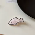 Minimalist cute pearlescent dolphin hair clip cartoon duckbill pin for girls hair - Pink with Black Trim