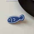 Cute blue fish-shaped hair clip with white outline, fun duckbill clip for women and kids. - Dark Blue