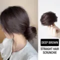 Natural dark brown straight hair bun extension piece for elegant messy bun hairstyles - Straight Hair Ring / Dark Brown