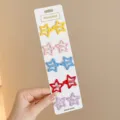 Set of 10 colorful star-shaped snap hair clips for kids and toddlers in various bright colors - Five-pointed Star (5#) / 10 Pieces/Pack / Milky White Star Mix