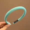 Elegante cerchietto in tessuto a rete verde menta con etichetta fatta a mano per ragazze - Blu verde
