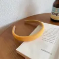 Elegant French style yellow padded headband for women with comfortable wide edge - Orange