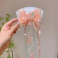 Elegante molletta per capelli a farfalla Hanfu fatta a mano con nappe rosa e perle - Fiocco di Perle Arancione