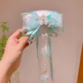 Elegante fermaglio per capelli fatto a mano con fiocco azzurro e nappe per stile Hanfu. - Fiocco di Perle Verde