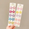 Two sets of colorful glitter and matte star shaped hair clips for kids on cards - Five-pointed Star (2#) / 20 Pieces/Pack / Glitter Macaron