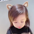 Cute plush cat ear hair clips for little girls, adorable children's hair accessories - Beige Cat Ears