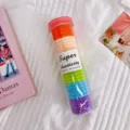 Seamless colorful high elasticity hair ties set in a clear plastic storage tube container. - 30 PCS / Multicolor