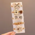 Lot de 5 élastiques à cheveux beiges avec breloques d'ours et papillons pour filles - 5 Pièces / Papillon Beige