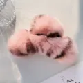 Soft plush leopard print hair claw clip in pink and brown for stylish hair styling - Large Hair Claw / Pink Leopard