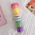 Colorful seamless hair ties set in a clear cylinder container with pink cap - 30 PCS / Candy Series