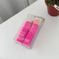 Bigodini rosa per volume e styling in confezione trasparente di vendita al dettaglio - 2 pezzi per scatola / Rosso rosa