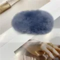 Large blue fluffy rabbit fur hair claw clip for women's elegant bun hairstyles - Large Hair Claw / Dark Blue