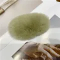Premium olive green plush rabbit fur hair claw clip for women's elegant hair styling - Large Hair Claw / Matcha Green