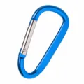 Blue aluminum d-ring carabiner clip, lightweight mini spring snap hook for keys and outdoor gear. - Lake Blue