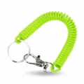 Portachiavi a spirale verde fluorescente con anello metallico e moschettone per uso quotidiano - Verde