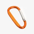 Orange aluminum alloy D-shaped flattened carabiner, compact mini keychain buckle variant. - Orange