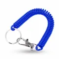 Portachiavi a spirale blu scuro con moschettone in metallo e anello, cordino antifurto. - Blu Zaffiro