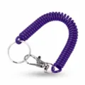 Portachiavi a spirale viola scuro con anello metallico e moschettone per uso quotidiano - Viola scuro