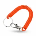 Portachiavi a spirale arancione cordino elasticoestensibile con anello e moschettone - Arancione