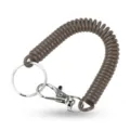 Portachiavi a spirale marrone con anello metallico e moschettone, cordino elastico per chiavi. - Caffè
