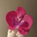 Elegant dreamy magenta orchid flower hair clip with pearl accent for women hair decor - Red