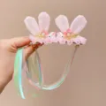Adorable pink bunny ear hair clips with long colorful ribbons for little girls hair. - Pink Rabbit Ear Ribbon