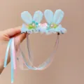 Enchanting fairy style children's hair clip with light blue rabbit ears and long ribbons - Blue Rabbit Ear Ribbon