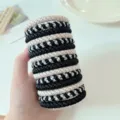 Set of 15 thick braided high-elasticity hair ties in versatile black and beige colors - 15 Pieces/Pack / Bottled Black and White