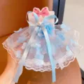 Light blue fairy style lace hair clip with flowers and ribbon for girls - Ribbon Blue Tassel
