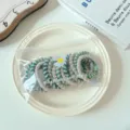 Premium green and beige braided high elasticity hair ties in a daisy zipper pouch - 15 Pieces/Pack / Daisy Bag Green Series