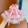 Elegant pink floral lace hair clip with ribbon bow and pearl for girls' hairstyles. - Ribbon Pink Tassel