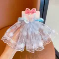 Elegant blue lace butterfly hair clip for girls with detailed floral embroidery - Butterfly Blue Ribbon