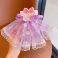Elegant purple butterfly hair clip with mesh floral ribbon for little girls. - Butterfly Purple Ribbon