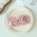 Set of 15 high-stretch braided pink and white elastic hair ties in a zipper pouch - 15 Pieces/Pack / Daisy Bag Pink Series