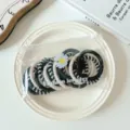 Set of 15 black and white braided high elasticity hair ties in a clear zipper pouch - 15 Pieces/Pack / Daisy Bag Black and White