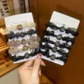 Set of 5 sparkly mesh scrunchies with crystal bead detail in black and champagne - 10 Pieces/Pack / Black and Mixed Colors